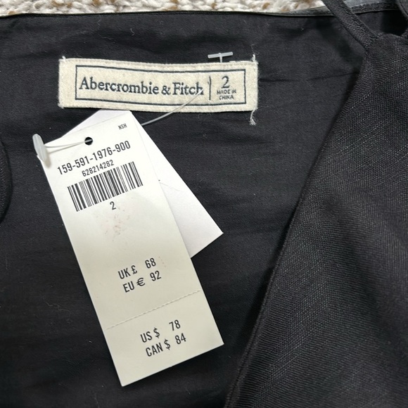 Abercrombie & Fitch off the shoulder black linen dress 2 NWT - Picture 7 of 10
